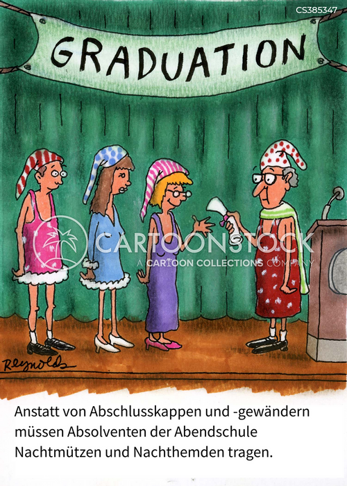 Cartoons und Karikaturen mit Abschlussmode