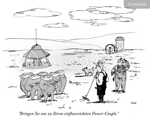 Cartoons und Karikaturen mit Alien-invasion