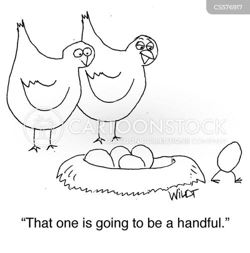 chicken cartoon with chickens and the caption "That one is going to be a handful." by Chris Wildt