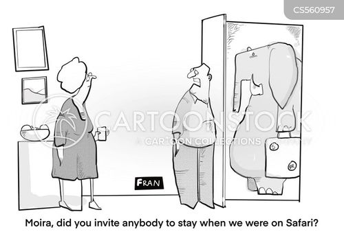 holiday cartoon with holidays and the caption "Moira, did you invite anybody to stay when we were on Safai?" by Fran