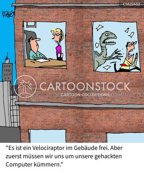 Cartoons und Karikaturen mit Velociraptor