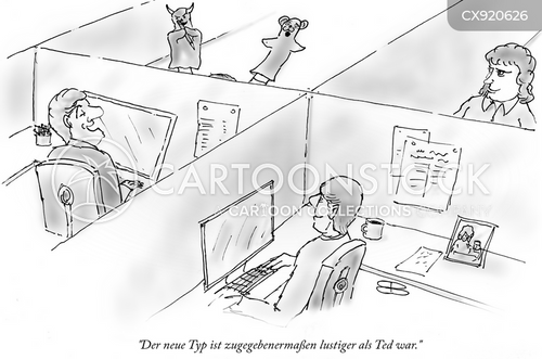 Cartoons und Karikaturen mit Bürofeier