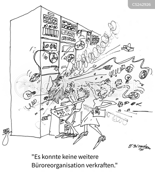 Cartoons und Karikaturen mit Explodierender Computer