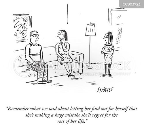 parent cartoon with parents and the caption "Remember what we said about letting her find out for herself that she's making a huge mistake she'll regret for the rest of her life." by David Sipress