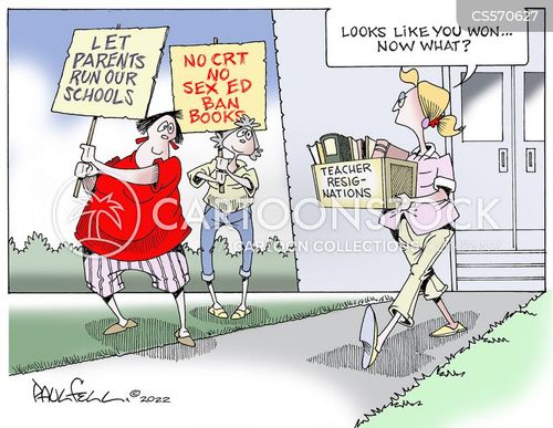 school books cartoon with book ban and the caption Teacher Resignations by Paul Fell