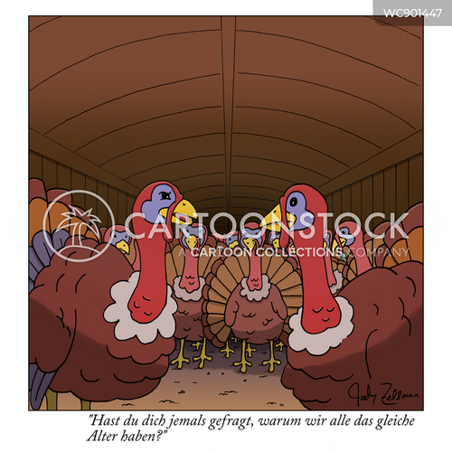 Cartoons und Karikaturen mit Weihnachtsessen