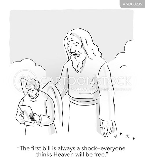 Invoicing In Heaven Cartoons and Comics - funny pictures from CartoonStock