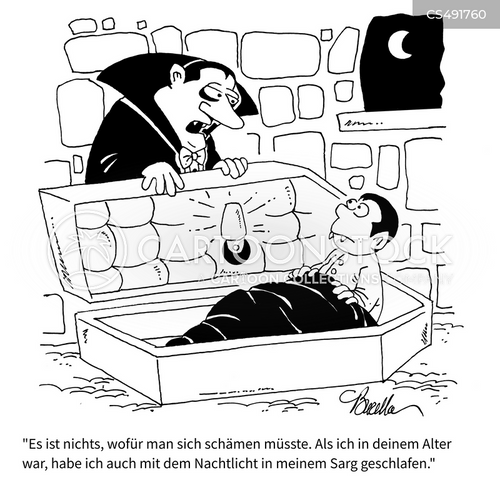 Cartoons und Karikaturen mit Humorvoller Sarg