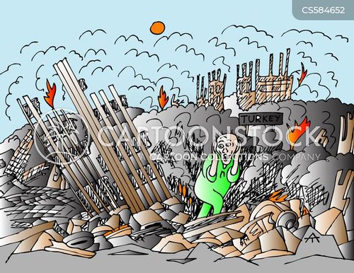 Earthquake and war | Globecartoon - Political Cartoons - Patrick Chappatte