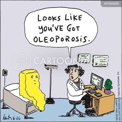 elderly cartoon with doctor and the caption "Looks like you've got Oleoporosis." by Bannerman / Xunise / Konar / Lawton / Patrinos / Piro