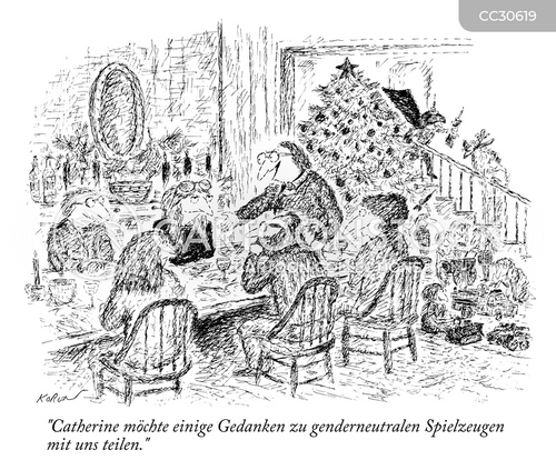 Cartoons und Karikaturen mit Weihnachtsessen