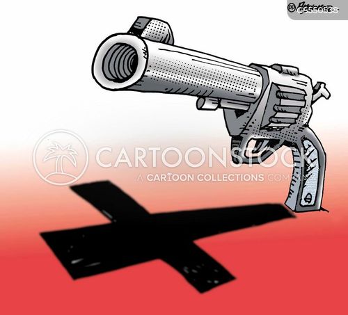 gun murder cartoon