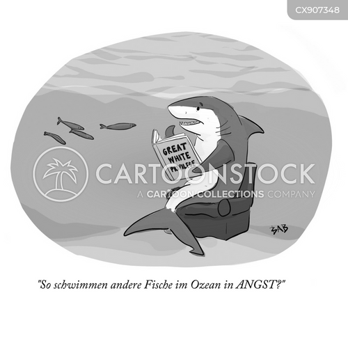 Cartoons und Karikaturen mit Haifischflossen