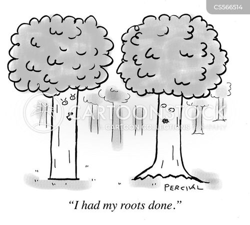 cartoon tree with roots black and white