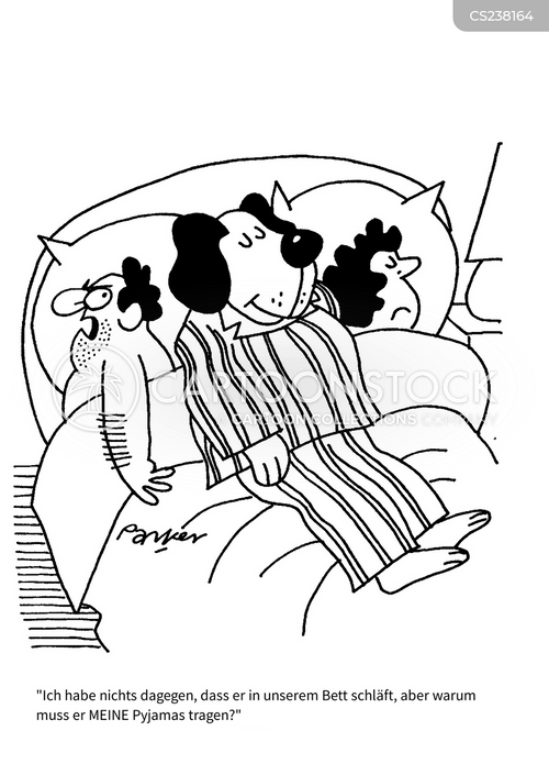 Cartoons und Karikaturen mit Hunde Im Bett