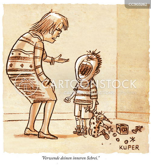 Cartoons und Karikaturen mit Wütendes Kind