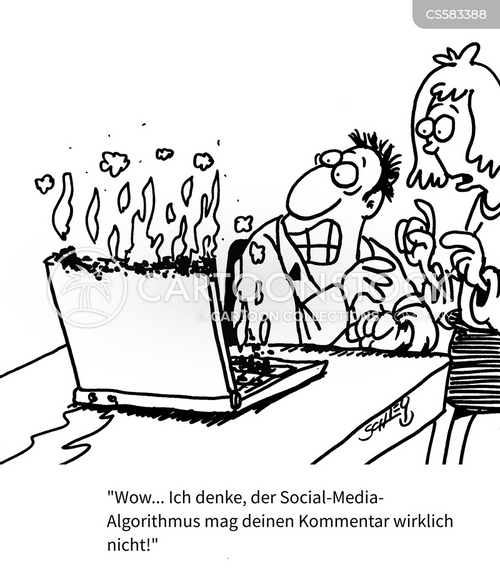 Cartoons und Karikaturen mit Soziale Medienalgorithmen