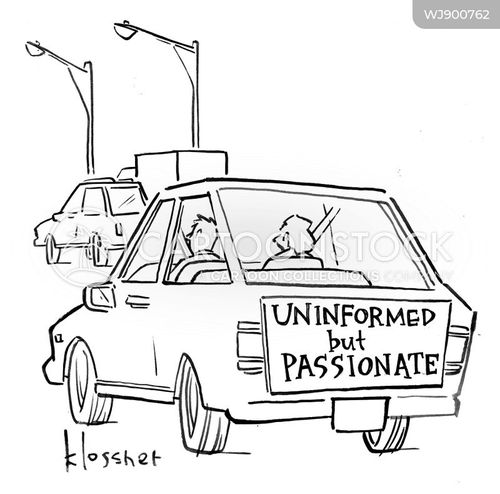 political science cartoon with uniformed and the caption Uniformed but Passionate by John Klossner