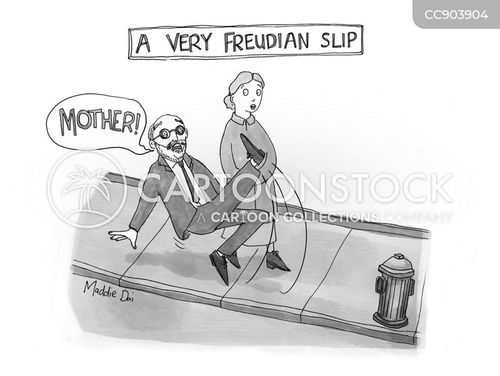 slip and fall cartoon with freud and the caption A Very Freudian Slip by Maddie Dai