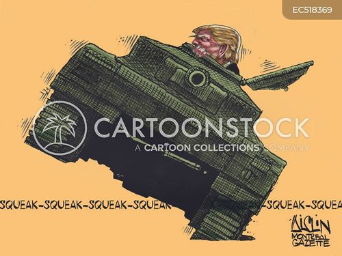 Trump Riding A Tank Military Time Cartoons and Comics - funny pictures from CartoonStock