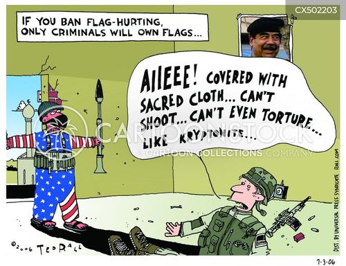 Flag Desecration Cartoons and Comics - funny pictures from CartoonStock