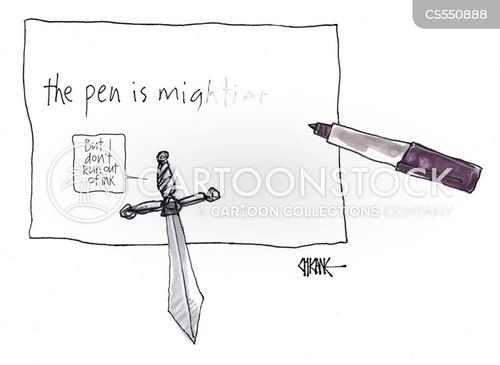 Pen Is Mightier Than The Sword Cartoons and Comics - funny pictures from  CartoonStock