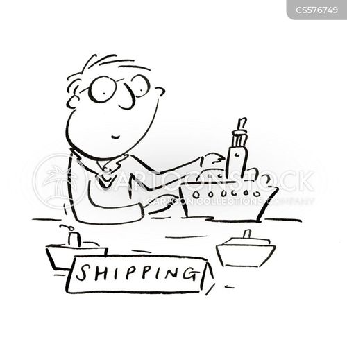 shipping cartoon with ship and the caption Shipping by Rosie Brooks