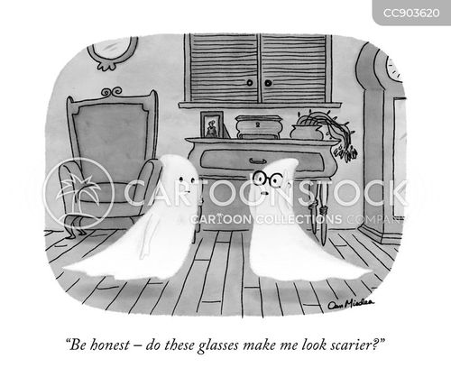 halloween cartoon with halloweens and the caption "Be honest - do these glasses make me look scarier?" by Dan Misdea