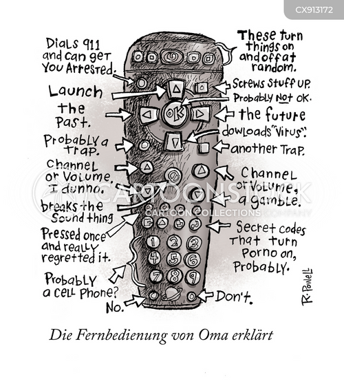 Cartoons und Karikaturen mit Fernsehfernbedienung