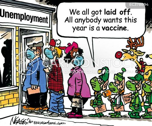 elf layoffs cartoon with jobs and the caption Elf Layoffs by Steve Nease