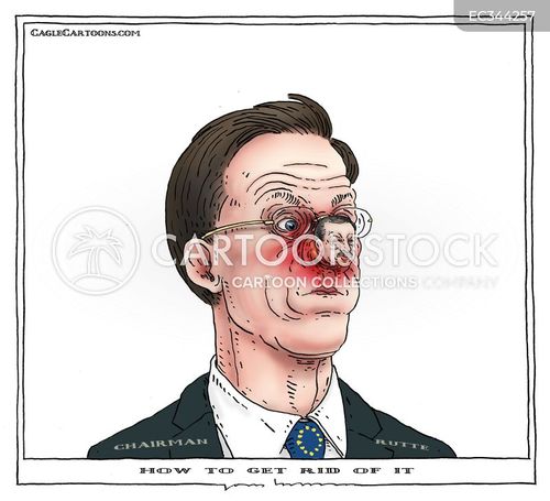 eu chairman cartoon with rutte and the caption how to get rid of it by Joep Bertrams