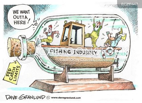 fishing vessel cartoon with fishing and the caption Federal restrictions on fishermen by Dave Granlund