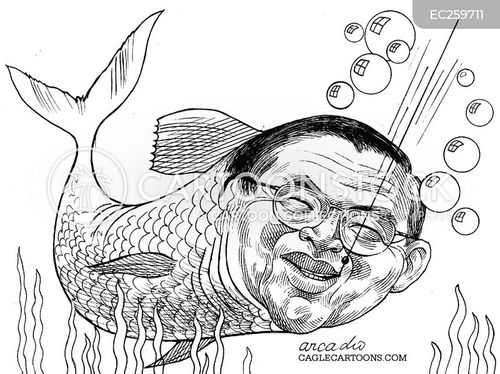 fishing vessel cartoon with fujimori and the caption """El pescado Fujimori""" by Arcadio Esquivel