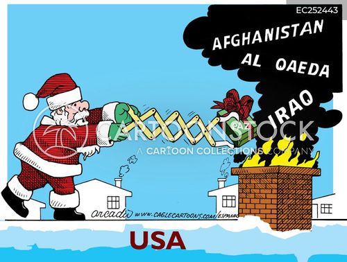 holiday work cartoon with irak and the caption Noel en duro trabajo by Arcadio Esquivel