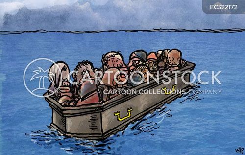 lampedusa cartoon with immigration and the caption lampedusa by Kap