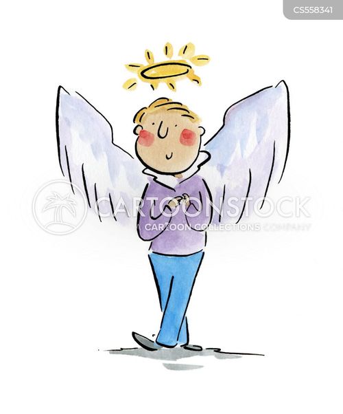 Angelic Rays Cartoon Angel Wings Cartoons and Comics - funny pictures from CartoonStock