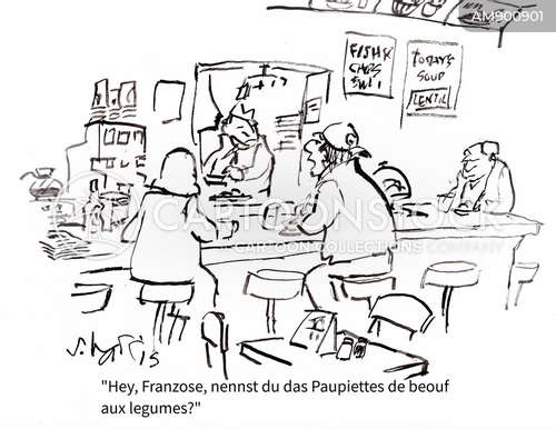 Cartoons und Karikaturen mit Rindfleisch Bourguignon