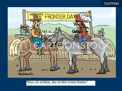 Cartoon Horseless Rodeo Cartoons und Karikaturen mit Rodeo-reiten