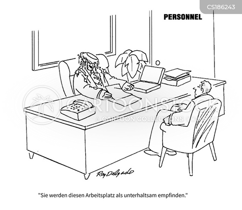 Cartoons und Karikaturen mit Lustiger Arbeitsplatz