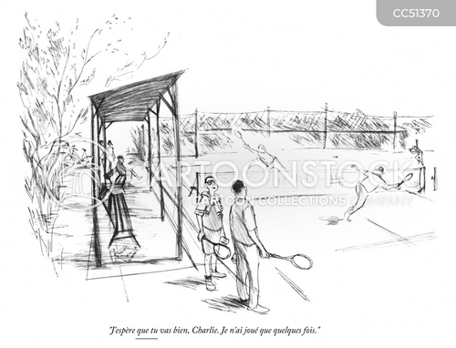 Gravure Ancienne Tennis Sur Gazon - Thème Sport, Dessin Animé Vintage