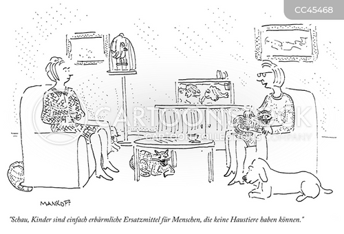 Charakter Von Menschen Die Keine Tiere Mögen Cartoons und Karikaturen mit Nicht-menschliche Familienmitglieder