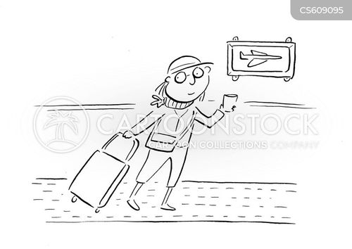 travel cartoon with traveler and the caption Travelling  by Rosie Brooks