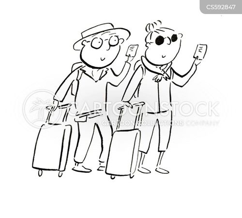 travel cartoon with couple and the caption A couple travelling by Rosie Brooks