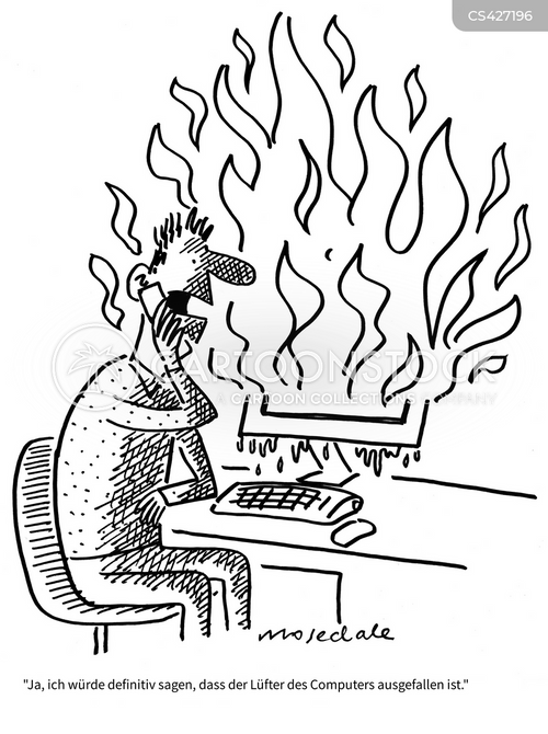 Cartoons und Karikaturen mit Computerfeuer
