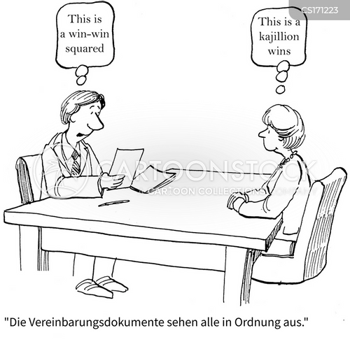 Cartoons und Karikaturen mit Kaufvertrag