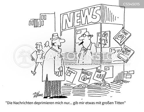 Cartoons und Karikaturen mit Zeitschriftenstand