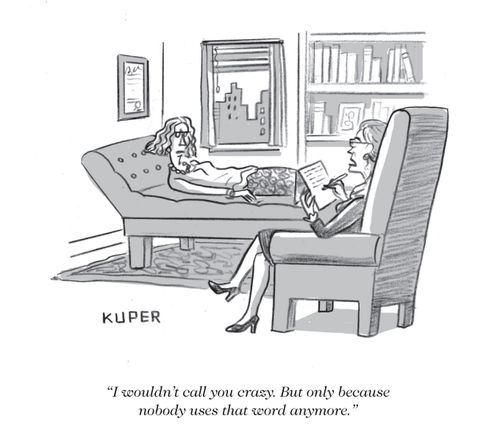 "I wouldn't call you crazy. But only because nobody uses that word anymore."