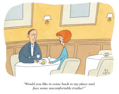 "Would you like to come back to my place and face some uncomfortable truths?"