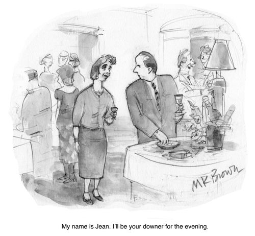 "My name is Jean. I'll be your downer for the evening."