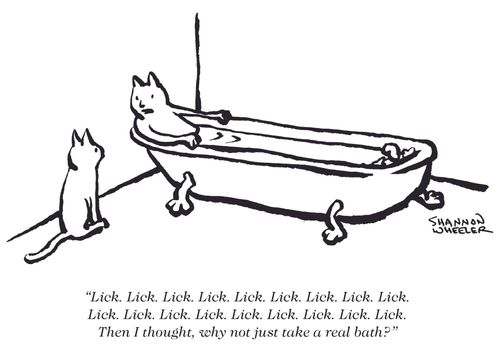 "Lick. Lick. Lick. Lick. Lick. Lick. Lick. Lick. Lick. Lick. Lick. Lick. Lick. Lick. Lick. Then I thought, why not just take a real bath."